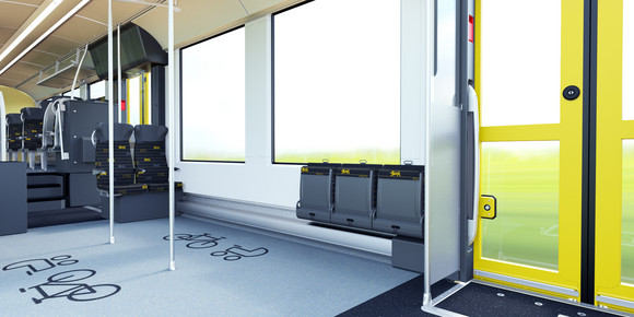 Innenansicht des Coradia Lint 54 für das Netz 12 (Bilderquelle: Alstom Transport Deutschland GmbH)