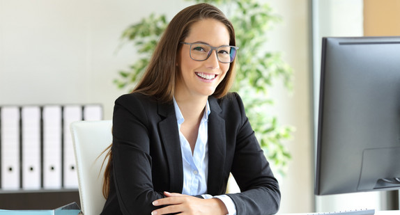 office, woman, computer, business, entrepreneur, consulting, lady, home, smiling, satisfied, proud, working, work, satisfaction, designer, camera, young, confident, desktop, self, adult, assistant, lawyer, successful, look, executive, boss, interior, esteem, worker, employee, intern, businesswoman, posing, service, sitting, people, professional, insurance, management, model, new, desk, beautiful, employed, agent, clerk, happy, secretary, person