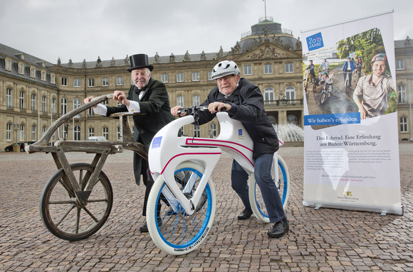 LPK Fahrrad-Jubiläum 2017. Pressetermin Verkehrsminister Hermann mit Draisinen (Bilderquelle: Uli Regenscheit Fotografie)
