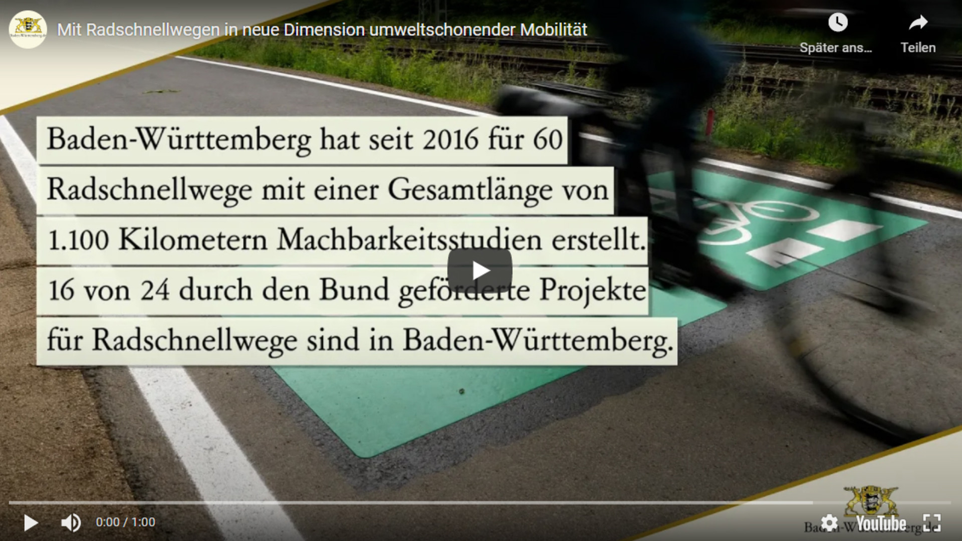 Vorschaubild für das Video "Mit Radschnellwegen in neue Dimension umweltschonender Mobilität"