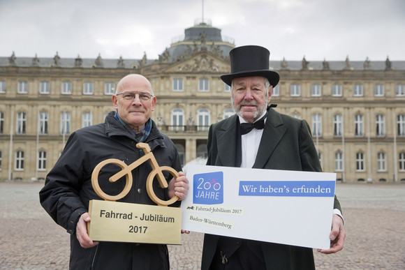 LPK Fahrrad-Jubiläum 2017. Pressetermin Verkehrsminister Hermann mit Draisinen (Bilderquelle: Uli Regenscheit Fotografie)
