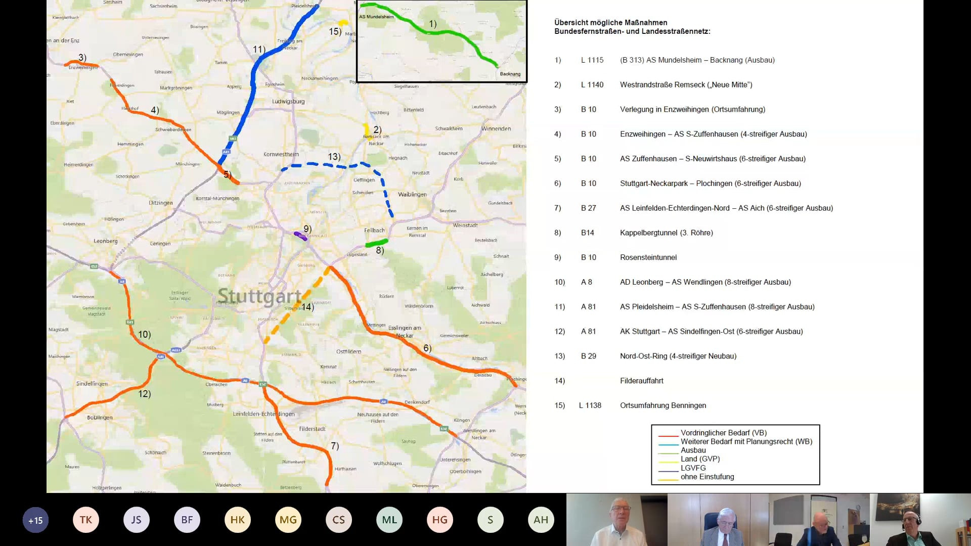 Powerpoint Folie mit einer Karte des Nordosten von Stuttgart