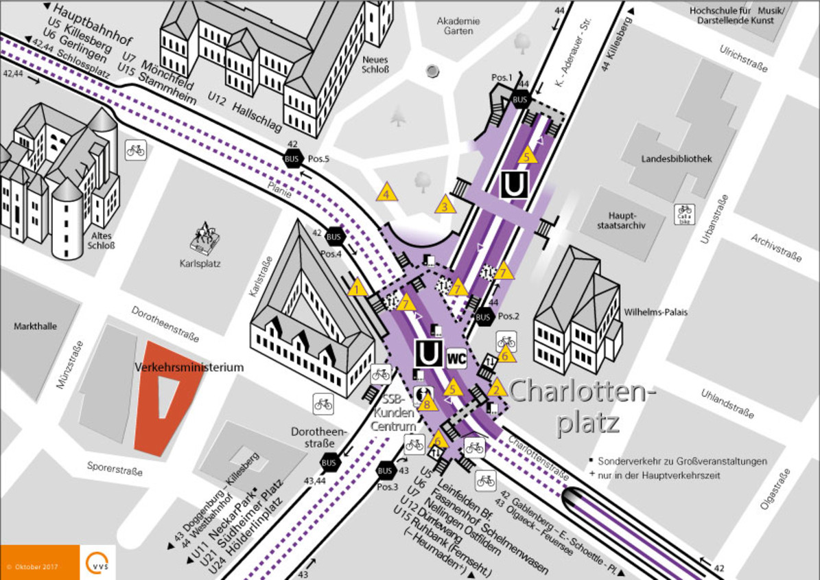 Haltestellenkarte vom Charlottenplatz (Bild: vvs)