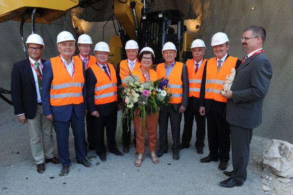 Tunneltaufe des Albabstiegstunnel Bahnprojekt Stuttgart - Ulm am 23. Juni 2014 (Bild: Kommunikationsbüro Bahnprojekt Stuttgart–Ulm )