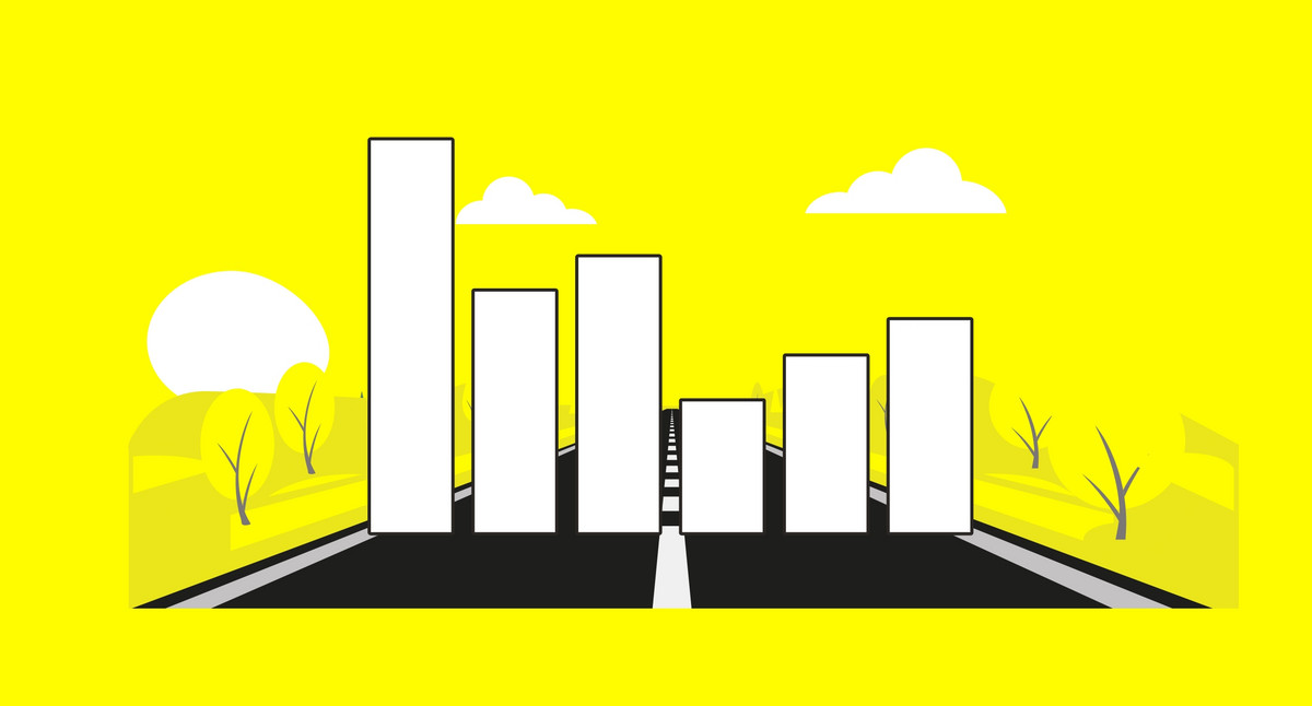 Grafik eines Balkendiagramms, das auf einer Straße steht