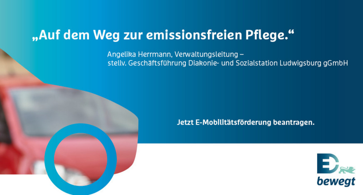 Zitat Angelika Herrmann: "Auf dem Weg zur emissionsfreien Pflege."