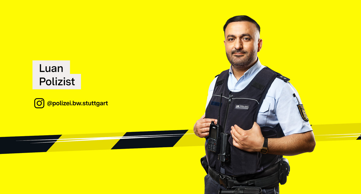 Porträtfoto von Polizeioberkommissar Luan in Polizeiuniform.