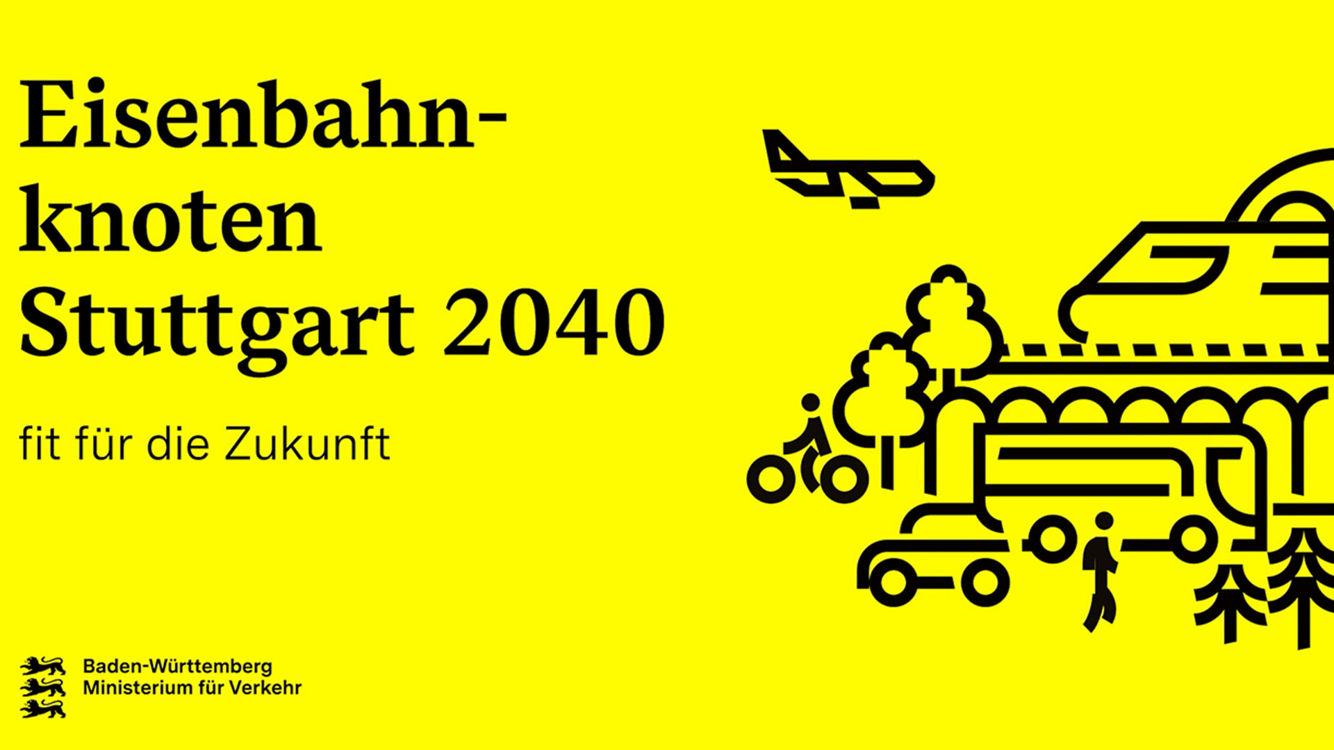 Mobilitätsszene mit dem Titel Eisenbahnknoten Stuttgart 2040