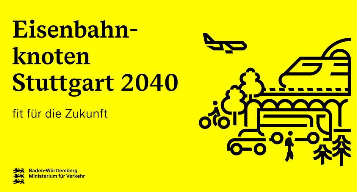 Mobilitätsszene mit dem Titel Eisenbahnknoten Stuttgart 2040