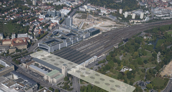 Lage des neuen Stuttgarter Haupbahnhofs (Bild: Manfred Storck/ Kommunikationsbüro Bahnprojekt Stuttgart-Ulm)