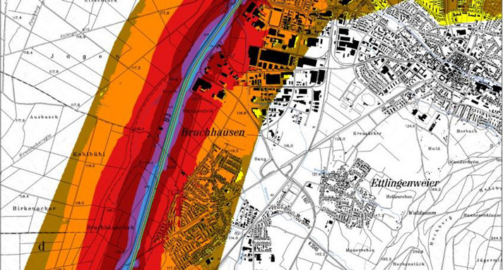 Lärmkarte der LUBW am Beispiel des Ortes Bruchhausen (Bild: LUBW)