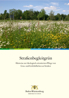 Deckblatt der Brosch&uuml;re "Stra&szlig;enbegleitgr&uuml;n - Hinweise zur &ouml;kologisch orientierten Pflege von Gras- und Geh&ouml;lzfl&auml;chen an Stra&szlig;en" des Verkehrsministeriums