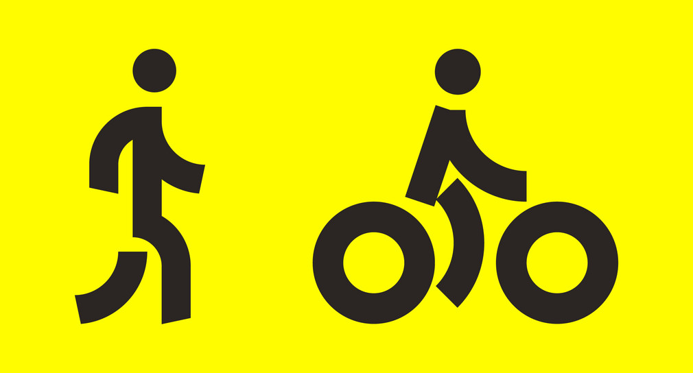 Icon eines Fußgängers und Radfahrers