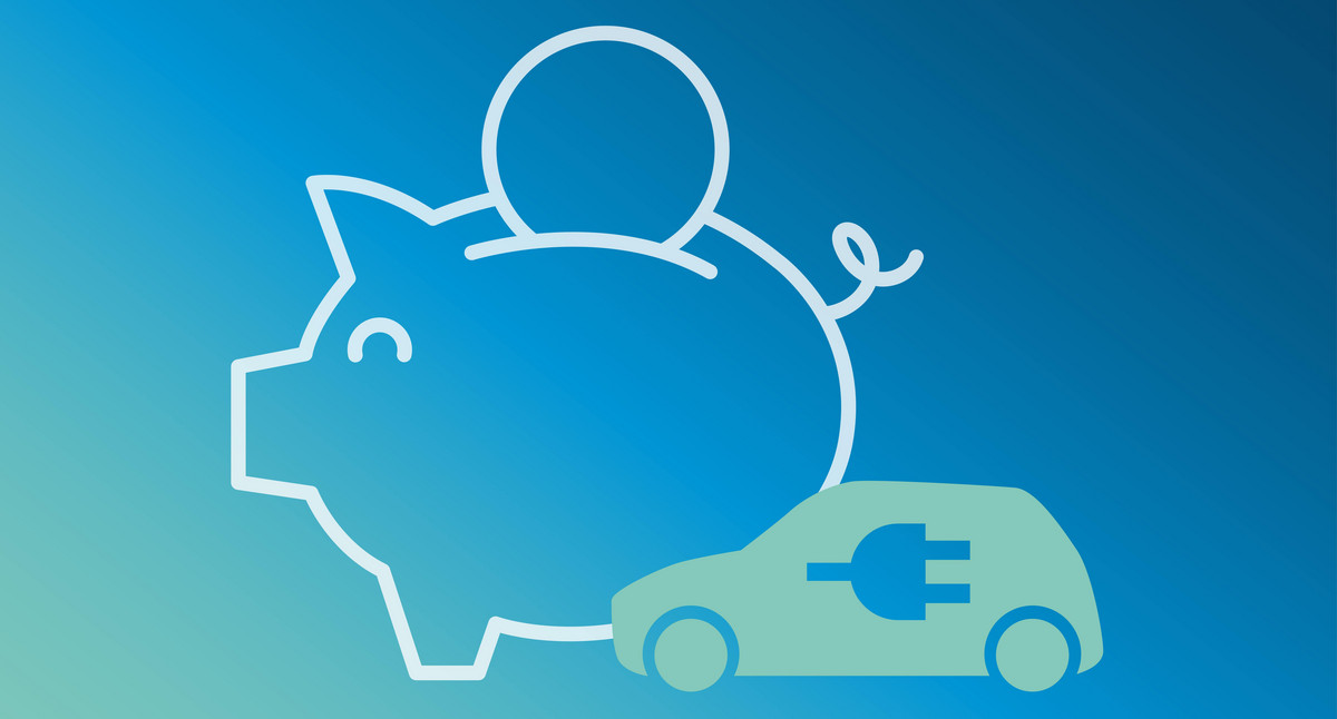 Icons E-Auto und Sparschwein