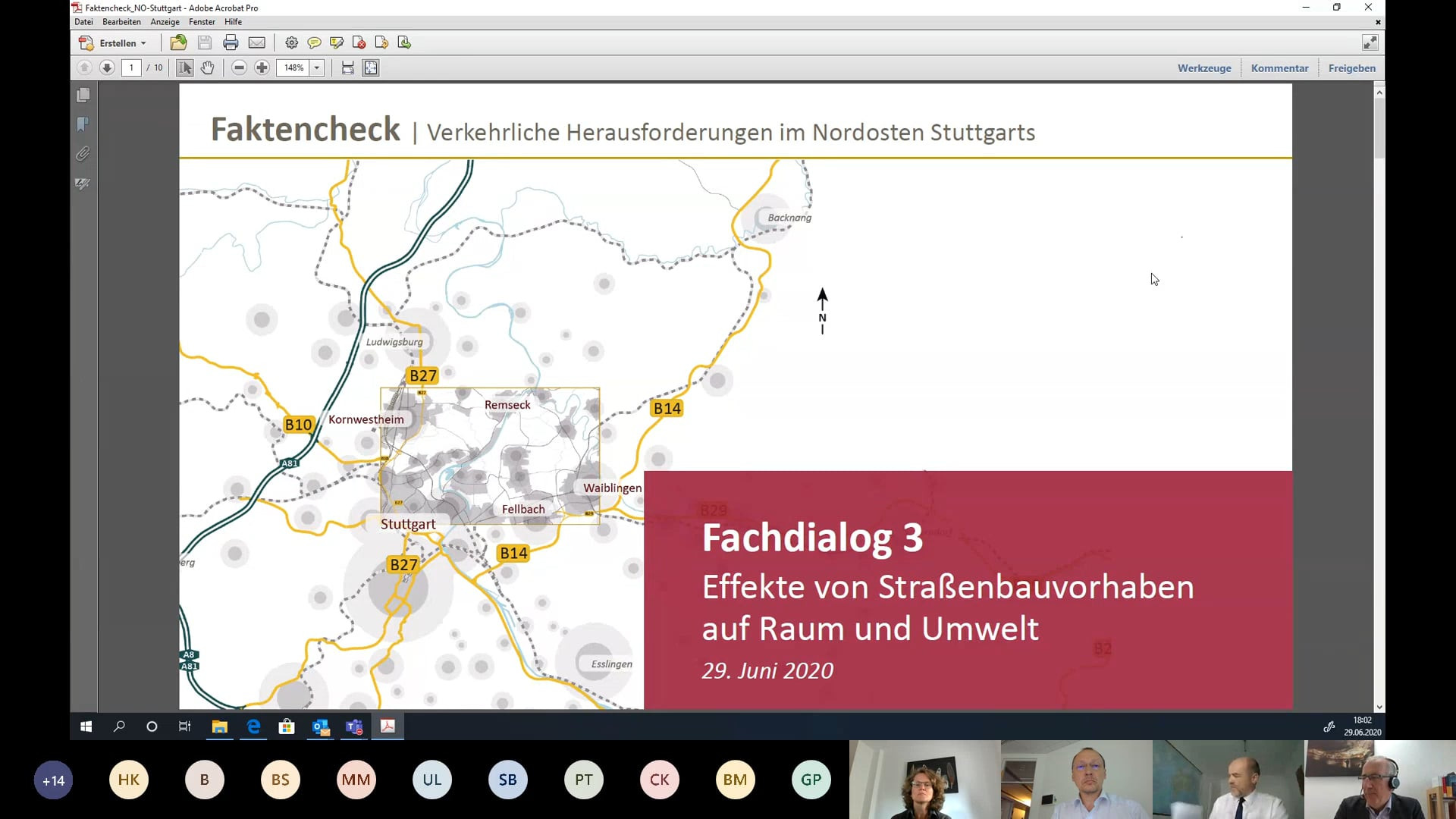 Powerpoint Folie mit einer Karte des Nordosten von Stuttgart