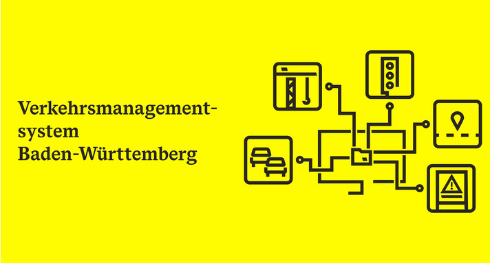 Illustration eines Softwaresystems. Ampeln, Baustellen und Autos sind mit einem Computer vernetzt.