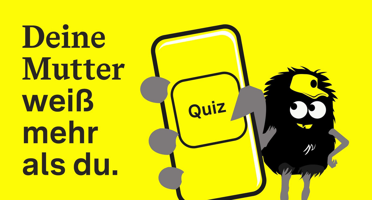 Das Maskottchen der Team Vision Zero-Kampagne, ein kleines illustriertes Monster, streckt ein Smartphone in Richtung des Betrachters. Auf dem Display steht das Wort Quiz. Daneben groß die Headline: Deine Mutter weiß mehr als du.