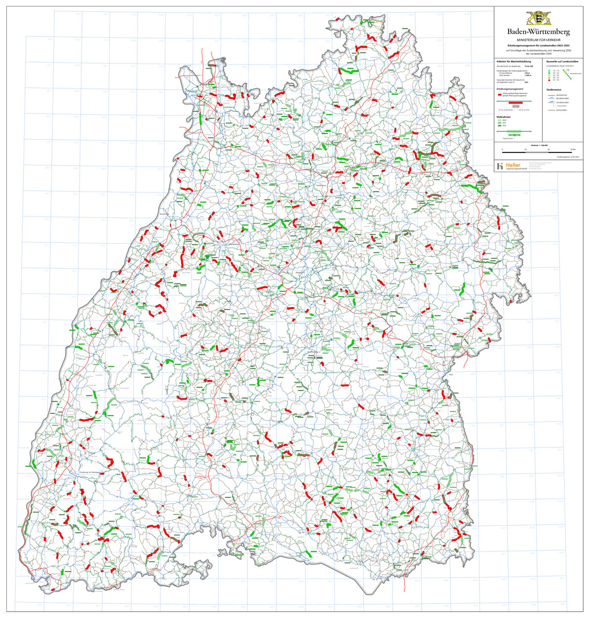 Die Grafik zeigt die Erfolgsbilanz der Lanesstraßen in Baden-Württemberg