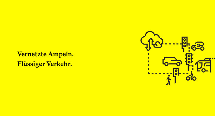 Illustration. Ampeln sendet Daten in die Cloud.