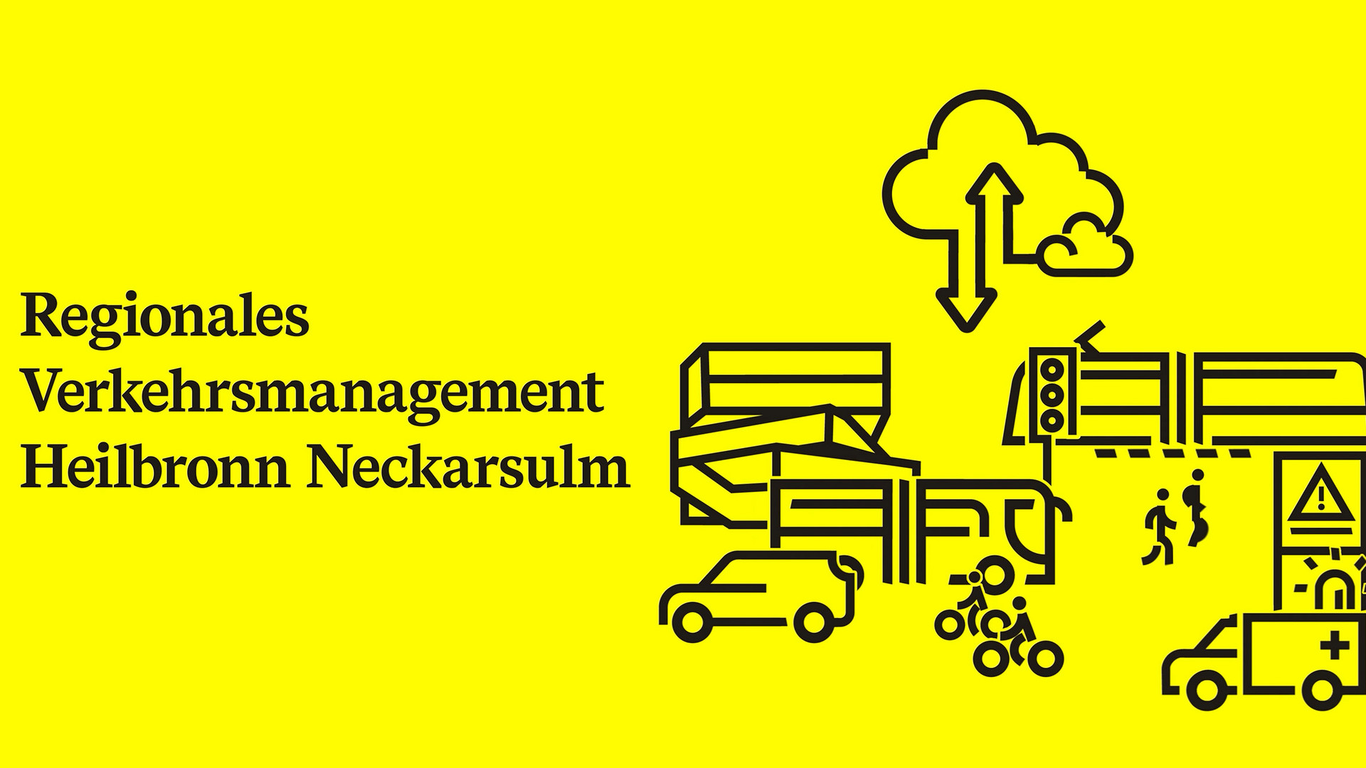 Illustration einer Stadtszene mit Verkehrsmitteln wie Rad, Auto und Bahn.