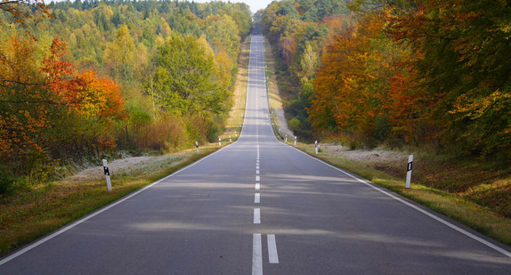 Landstraße durch einen herbstlichen Wald (Bild: Fotolia.com/ Christian Pedant)