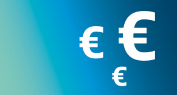 Blauer Hintergrundverlauf mit Euro-Zeichen, Kostenrechner