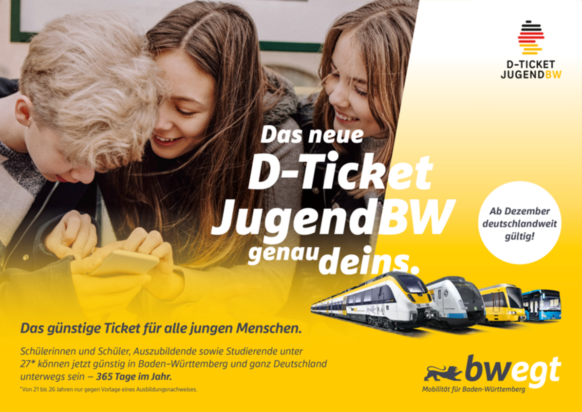 Werbemotiv von bwegt für das D-Ticket JugendBW