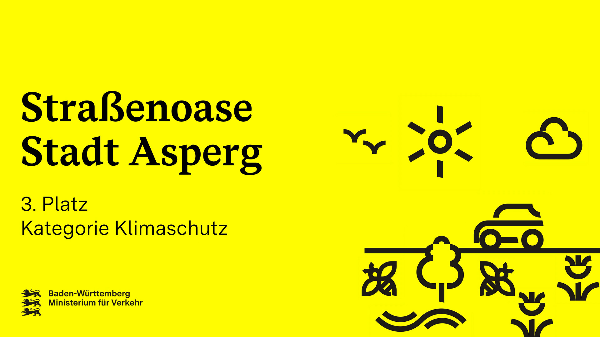 Titelseite eines Videos zur Straßenoase Stadt Asperg. Platz 3 Kategorie Klimaschutz.