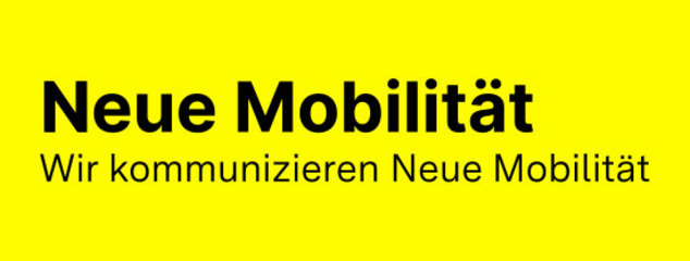 Logo der Neuen Mobilität mit dem Claim "Wir kommunizieren Neue Mobilität."