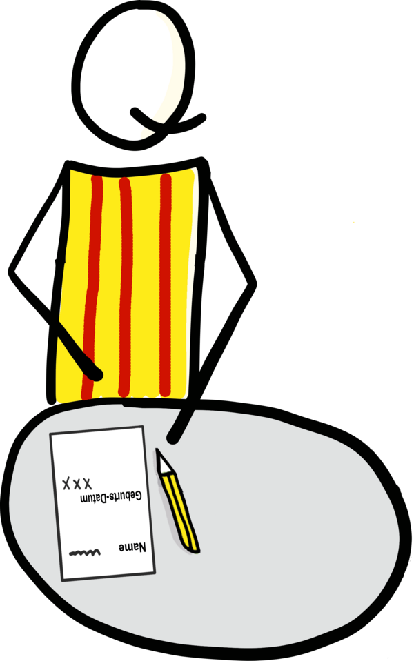 Illustration eines Person mit einer Checkliste auf einem Tisch.