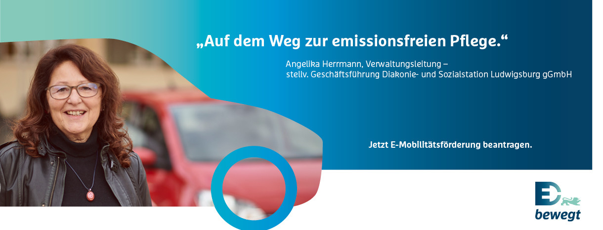 Zitat Angelika Herrmann: "Auf dem Weg zur emissionsfreien Pflege."