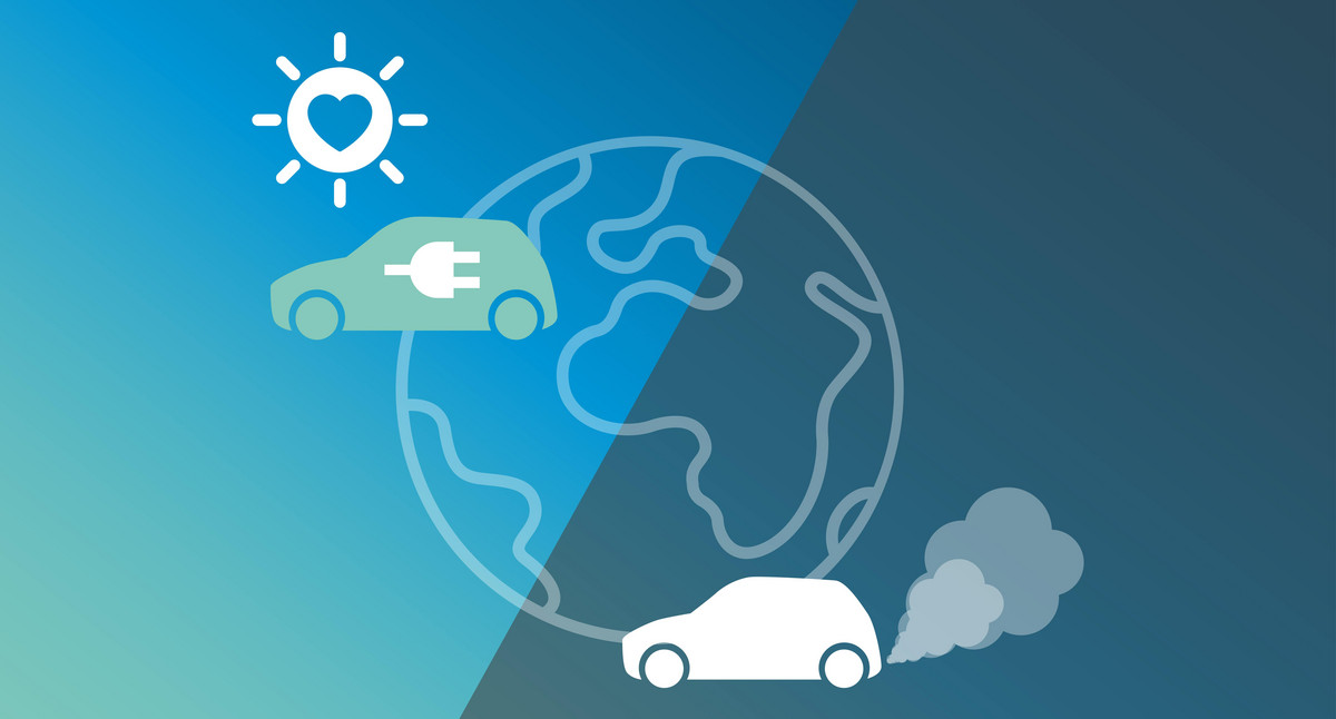 Icon Weltkugel mit E-Auto