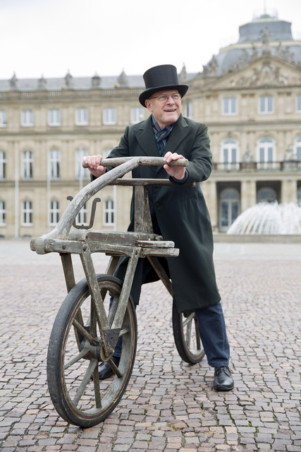 LPK Fahrrad-Jubiläum 2017. Pressetermin Verkehrsminister Hermann mit Draisinen (Bilderquelle: Uli Regenscheit Fotografie)