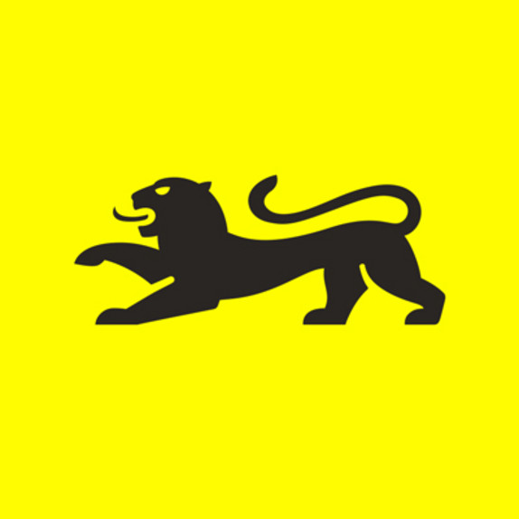 Löwe als Icon auf gelbem Hintergrund.