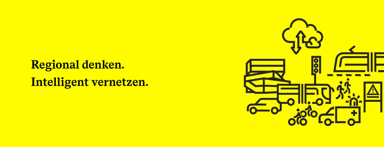 Illustration. Verkehrsmitteln wie Autos, Busse und Bahnen senden Daten in eine Cloud in Heilbronn.