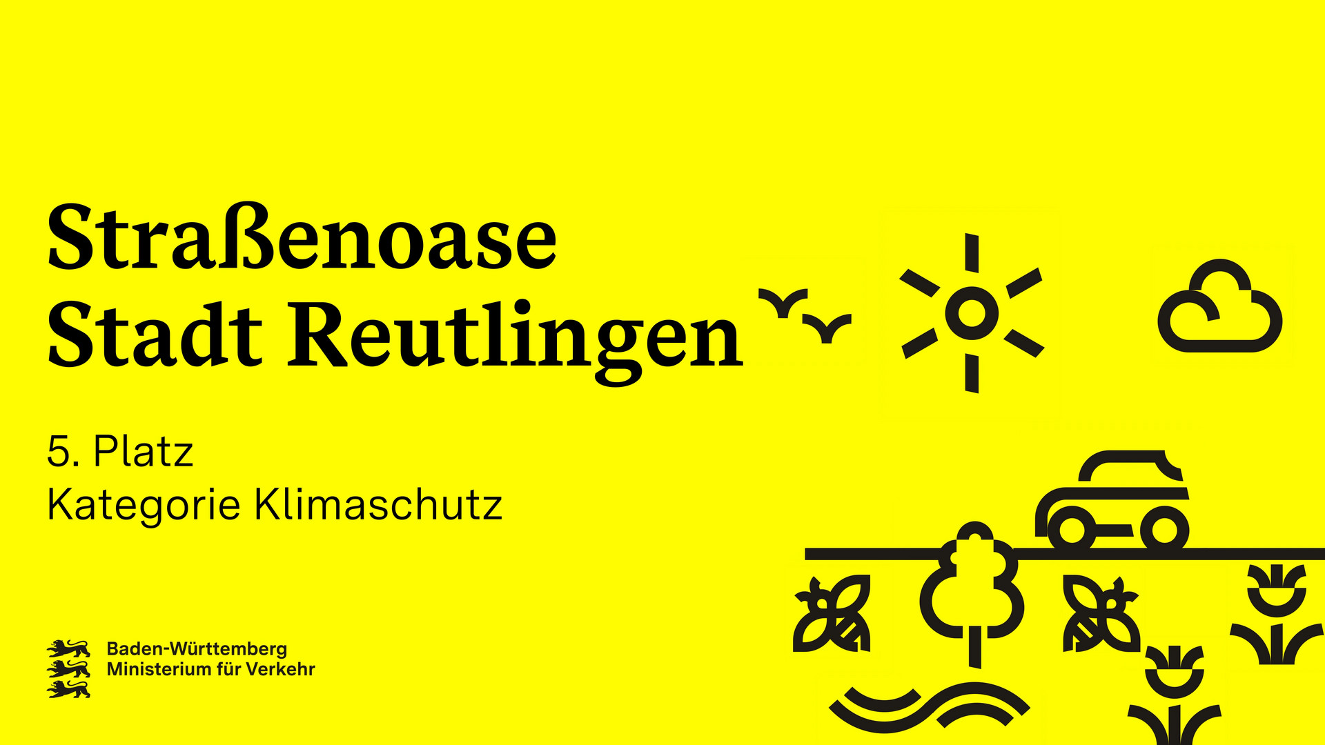 Titelseite eines Videos zur Straßenoase Stadt Reutlingen. Platz 5 Kategorie Klimaschutz.