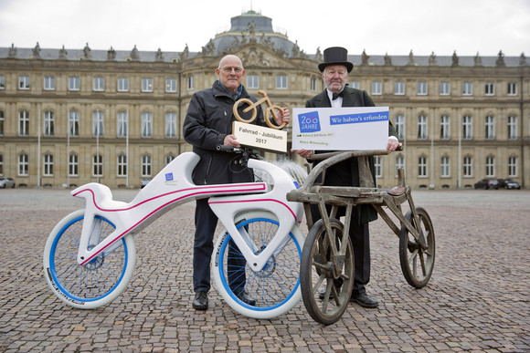 LPK Fahrrad-Jubiläum 2017. Pressetermin Verkehrsminister Hermann mit Draisinen (Bilderquelle: Uli Regenscheit Fotografie)