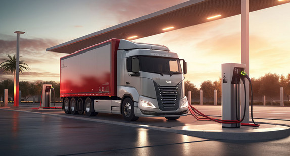 Lkw mit Ladesäule