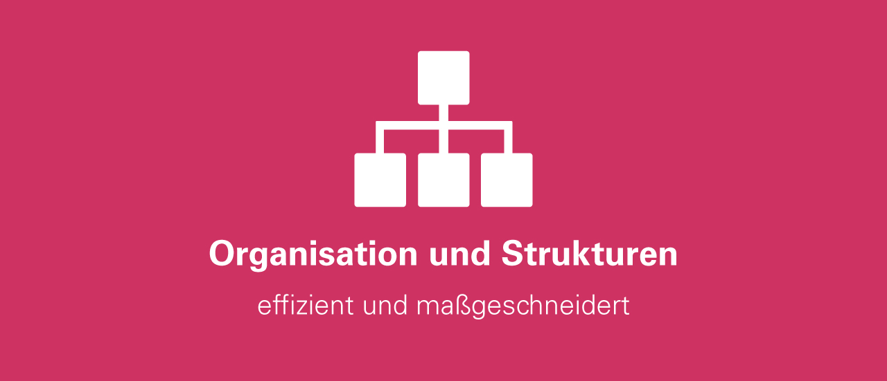 Stammbaum. Text: Organisation und Strukturen - effizient und maßgeschneidert