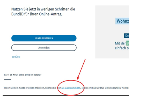 Screenshot der Online-Zulassungsstelle