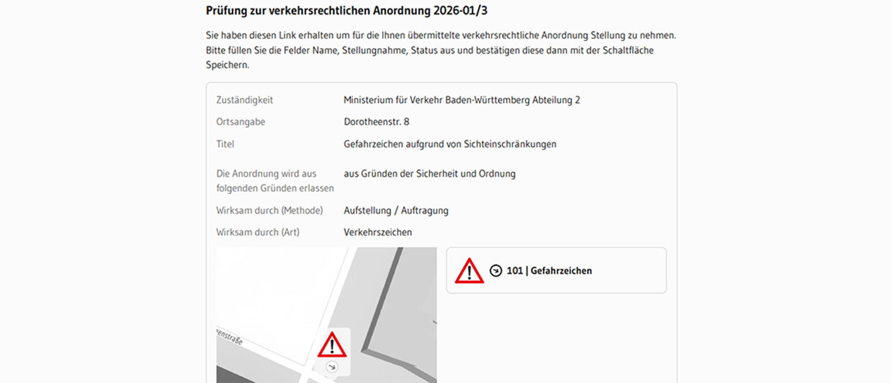 Screenshot des digitalen Verkehrszeichenkatasters.